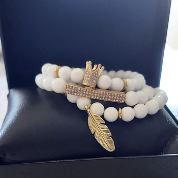 Joyas de pareja de piedra blanca